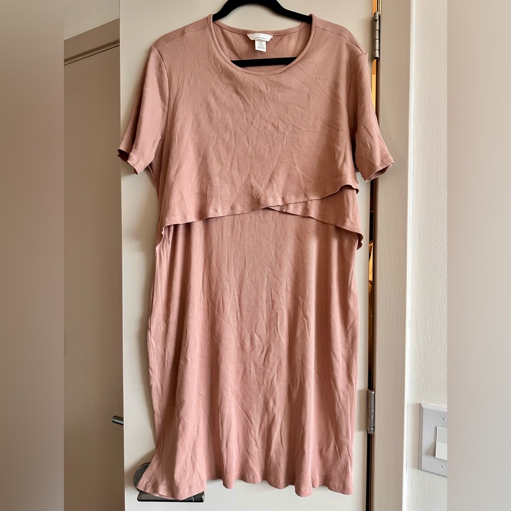 H&M Blush Asymmetrical Maternity Layered Dress